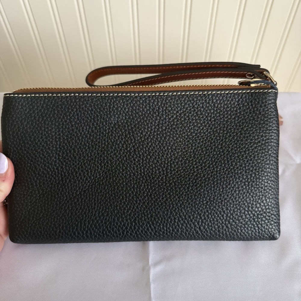 Dooney & Bourke Kirby Tatum Wristlet Clutch Wallet Zip Top Black Brown Tassels - Picture 4 of 15
